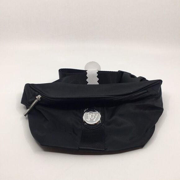 Joy Mangano black lightweight belt bag with silver tone hardware - Picture 1 of 12
